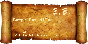 Bergh Barlám névjegykártya